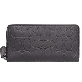 Coach Long Wallet, FCE551, CE551, Black, Embossed Signature, Smooth Leather, Accordion, Zip-around, Men's [Outlet Product] [Brand]