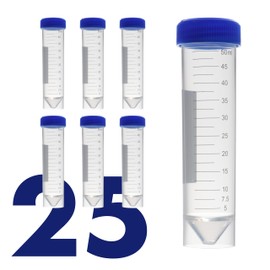 Kashi Scientific Self Standing Centrifuge Tubes 50mL, [25 Pack] Plastic Test Tube with Screw Caps, 50mL Sterile Test Tubes with Lids, 50 mL Skirted Tubes with Printed Graduation and Write-on Spot