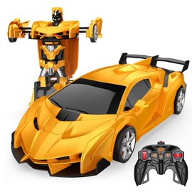 Braxel 2 in 1 Transforming Remote Control Cars, Kids Toys for 3-12 Year Old Boys, 2,4GHz, 360° Rotation, Robot RC Car Boys Toys, 3-10 Year Old Boy Girls Gifts Birthday Presents - Yellow