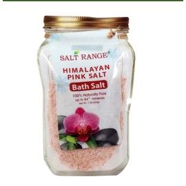 Himalayan Pink Bath Salt Bundle: Bath Salt, Rose Infused Exfoliating Bath Glove, Bath Sponge in Gift Bag (Pink Hearts)