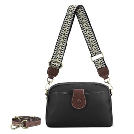 FUKUYIN Women's Shoulder Bag, Genuine Leather, 2-Way Crossbody Bag, Handbag, Mini Bag, Small Size, Zipper Pocket, Lightweight, Women's, Commute, Popular, Present, Black