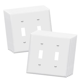ENERLITES - FBA_8812-W-10PCS Toggle Light Switch Wall Plate, Size 2-Gang 4.50" x 4.57", Unbreakable Polycarbonate Thermoplastic, 8812-W-10PCS, White (10 Pack)