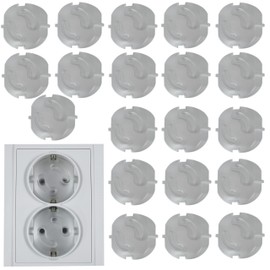 Socket Fuse, Child Lock, Socket Cover, Pack of 10 or 20, Made in EU (Transparent x 20)