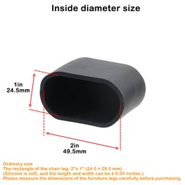 Geesatis 8 Pcs Oval Chair Leg Cap Flexible Furniture Pad Table Feet Covers Floor Protector, Black, 2 x 1 inch