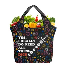 TOBGBE Dragon Role Play Game Inspired Gifts D Sword Foldable Reusable Grocery Bag Dragon Gamer Eco Friendly for Groceries (D Sword F TE)