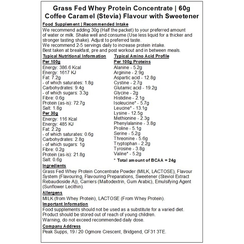 Whey Protein Powder Concentrate - All Flavours - Grass Fed