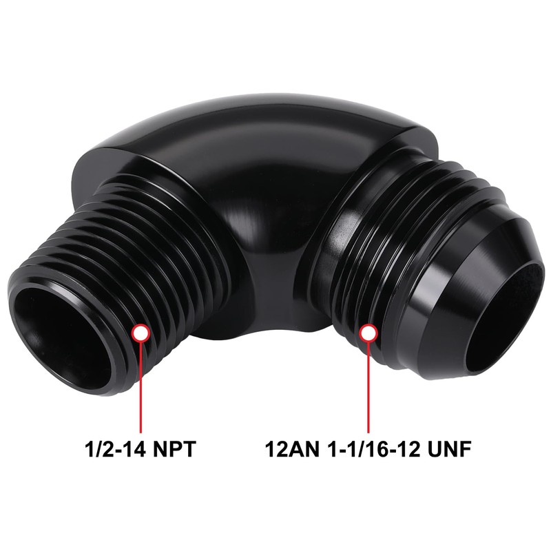 Podavelle 12AN Male Flare to 1/2 NPT Pipe 90 Degree