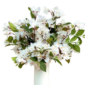 Frosilva Pack of 8 Artificial Flowers Stems Silk Bougainvillea Branches for Wedding Centerpieces, Table Runner, Indoor & Outdoor Decoration - 30 inch (White)