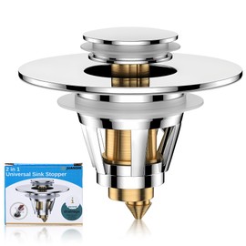 JUANSHI® Universal 2 in 1 Bathroom Sink Plug, Pop Up Sink Drain Filter, Bathroom Drain Stopper Plug Sink for 26 mm - 46 mm Sink Drain Holes