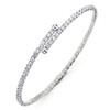 COOLSTEELANDBEYOND Women's Charm Bracelet Thin Open Bangle with Cubic Zirconia