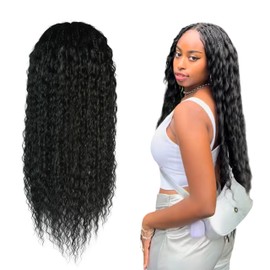 RAHELMO Micro Boho Italian Deep Wave Box Braided Wig - Knotless Braided Wigs for Black Women - Curly Hair Wig with Natural Baby Hair - Full Lace 360 Wig (#1 Jet Black, 32")