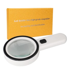 Handheld Magnifying Glass 30x Double Layer Optical Glass Lens Magnifier with 12 LED Lights for The Elderly Collectors