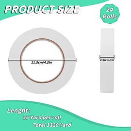 24 Rolls White Painters Tape Bulk 1 inch x55Yards, Total1320 Yards, Painters Masking Tape No Residue Wall Painting Tape Artist Tape Trim Edge Finishing Tape for Wall Painting Decoration DIY Supplies