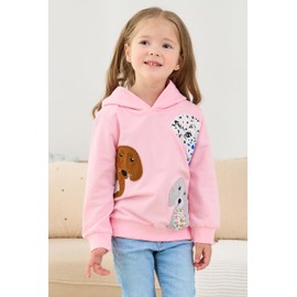 Popshion Girls' Fashion Hoodies & Sweatshirts Toddler Dog Winter Long Sleeves Pullover Tops Kids Sweaters Cartoon Shirts Size 2-8 Years