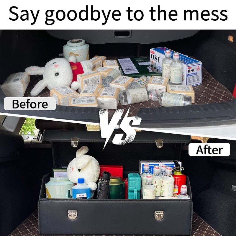 Wuatow Trunk Organizer for Car With Lid,Foldable Trunk Organizer for