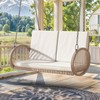 DWVO 2-Person Wicker Porch Swing with Cushions, Outdoor Hanging Swing