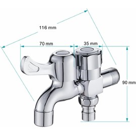 Double mouth faucet, two-way faucet, brass electric faucet, double opening, horizontal faucet, one-touch, washing machine, hose, water supply, branching, outdoor, easy installation, switching,