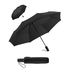 FARE Mini Pocket Umbrella - Premium Umbrella Opens Closes Automatic Flexible Windproof Stable Compact Waterproof Brand Umbrella 60 Years Experience from Germany, black, Plain