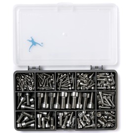 Set of 200 Assorted Allen Socket Cap Head Machine Screws/Bolts -DIN 912- M3, M4, M5, M6 and M8, A2-70 (304 Grade) Stainless Steel; Sturdy Recycled Compartment Box