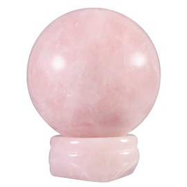 Nupuyai Healing Crystal Gemstone Ball Figures with Stone Stand, Crystal Ball Fortune Telling Ball for Feng Shui, Meditation, Scrying and Decoration (Rose Quartz)