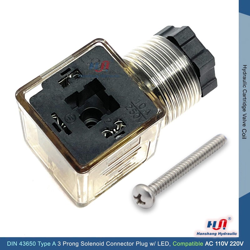 Hanshang Hydraulic DIN 43650 Type-A 3 Prong Plug for Solenoid