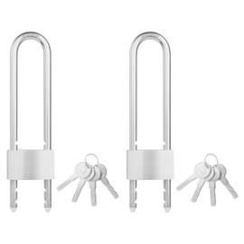 ROOKMAD 2-Pack Keyed Alike Stainless Steel U Locks, Outdoor Weatherproof Pad Locks with 8 Keys, 2.76 in. (70mm) Wide, Adjustabl Shackle Marine Padlocks for Bikes, Boats, Gates, Cabinet, Scooters, etc.