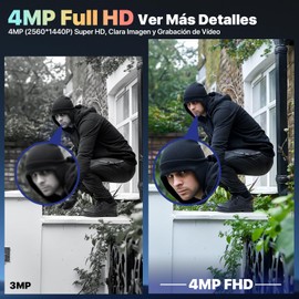 Camara de Seguridad WiFi para Exteriores, 4MP FHD Cámara de Vigilancia con 2.4G y 5G WiFi, IP66 Impermeable, Visión Nocturna A Color, Audio Bidireccional, Detección de Movimiento, Alarma Instantánea