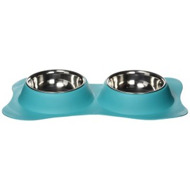 Loving Pets Bone Shaped Flex Diner for Dogs, Robins Egg Small