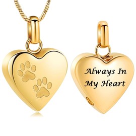 zeqingjw Pet Cremation Jewelry for Ashes for Dog/Cat Heart Urn Necklace for Ashes Pet Paw Print Urn Keepsake Memorial Ash Jewelry