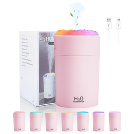 220ML Humidifiers For Bedroom, Portable Humidifier With LED Colorful Gradient Light,Cotton Stick And USB Data Cable. Humidifier Large Room For Travel, Office, Bedroom, Baby Room, Plants, Home(pink)