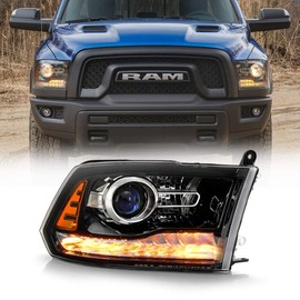 ACANII - For [Factory Projector Style] 2016-2018 Ram 1500 2500 3500 w/Black Trim Headlight Headlamp Right Passenger Side