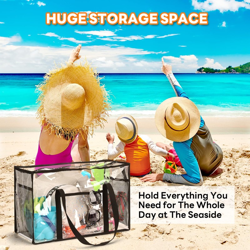 SummitFlare Clear Beach Tote Bag - Waterproof PVC Stadium Approved