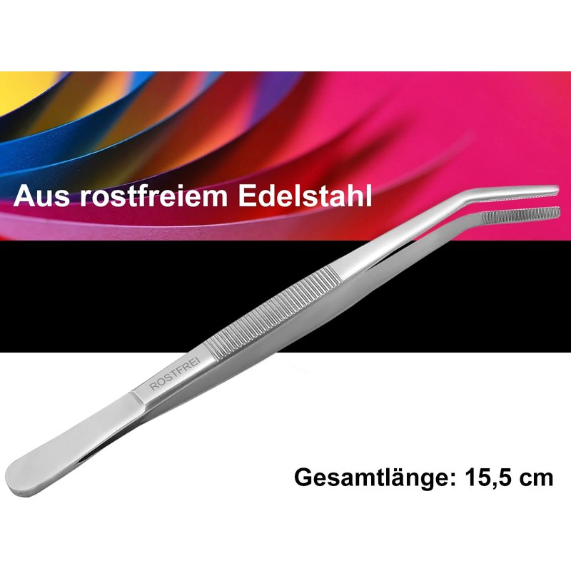 Curved Tweezers - 15.5 cm - with Inner Teeth -