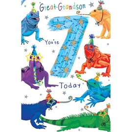 Great Grandson 7th Birthday Card Age 7 Beaver 9" x 6" Lovely Verse