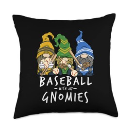 Baseball Gnome for Baseball Player Gnomes Baseball with My Gnomies Men Boys Throw Pillow, 18x18, Multicolor