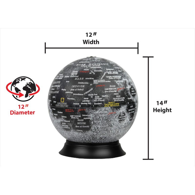 Replogle Globes National Geographic Illuminated Moon Globe, 12"