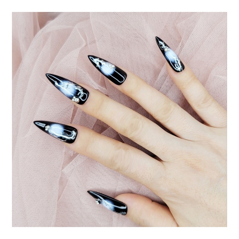 White Hole Cheek Handmade Nail Tips - Ballerina / 화이트홀