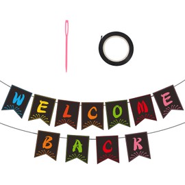 Welcome Back Garland Banner Welcome Banner with 11 Pieces Flag 5 m Jute Rope Welcome Banner for Back to School, Family, Party Decoration, Birthday Decoration