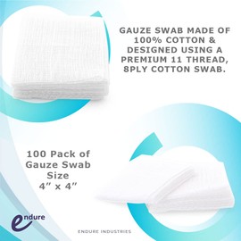 Endure Wound Care Kit 1, First Aid Variety Pack That Includes, Non-Sterile Gauze Swab 4"x4" Pack of 100, 1 Roll of White Paper Tape, 10 Alcohol Prep Pads & 1 Cohesive Bandage (Pink Cohesive Wrap)