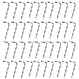 YXQ 50pcs Square Bend Hooks,M3.7-40x15mm Self-Tapping L Shape Right Angle Wall Hook for Hang Display Medal Jewelry, Zinc Plated