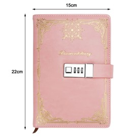 WHC Girls' Diary with Lock A5, Diary for Adults with Lock 22 x 15 cm, Notebook Diary with Lock, Diary with Lock, Diary with Code for Girls