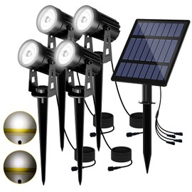 T-Sun Solar Spotlights - 4-in-1 Outdoor Waterproof Auto ON/OFF Solar Lights for Garden, Yard, Driveway, Pool Area (White)