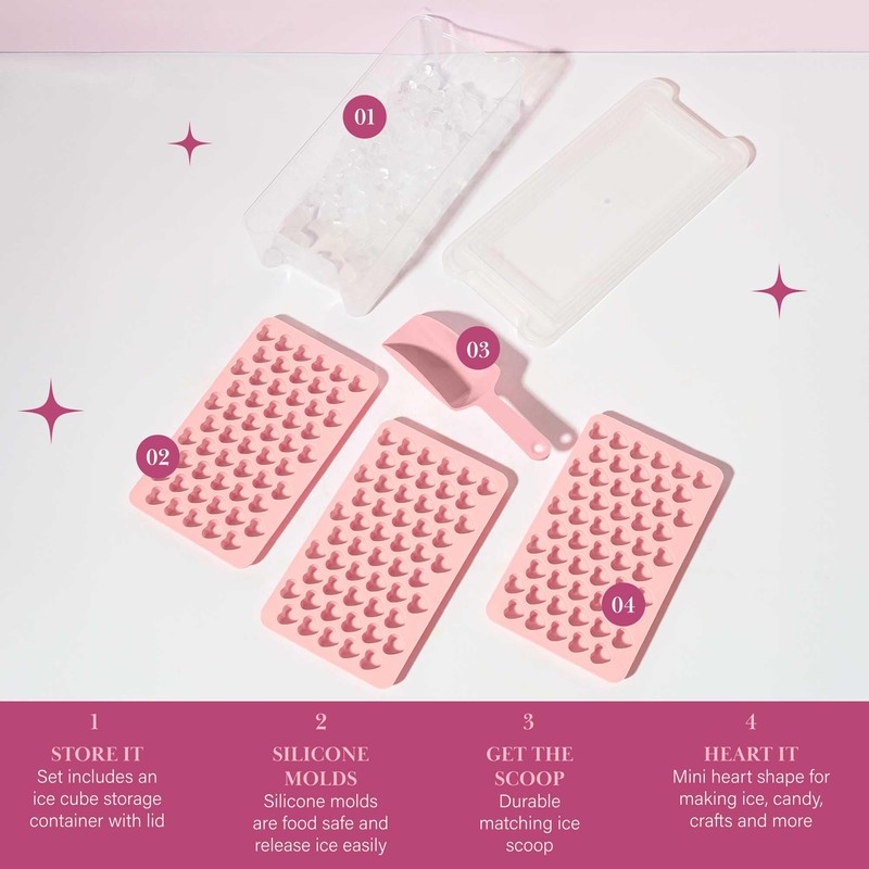 Paris Hilton Heart Shaped Mini Ice Cube Tray Set, Includes