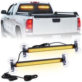 XRIDONSEN 2 in 1 Emergency Strobe Traffic Advisor Amber Light Bar 144 LED Warning Safety Interior Front Dash Windshield Rear Window Lights for Plow Trucks Construction Vehicles SUV (2X 17.7 inch)