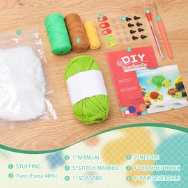 Imcrasy Crochet Kit for Beginners | Crochet Kit & Knitting Kit for Kids with Step by Step Video | 3 Sea Turtles Craft Set, Nice Gift for Kid (Pre-Started Yarn + 40% Extra)