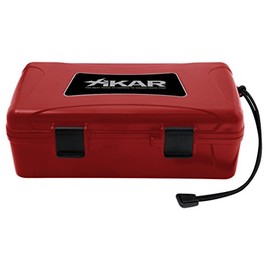Xikar 10 Cigar Travel Humidor Case, Rugged, Airtight, Watertight, Red