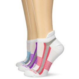 Fruit of the Loom Women's Big and Tall Breathable No Show Tab Socks-3 Pair Pack, White, Blue, Purple, Pink, Shoe Size: 8-12