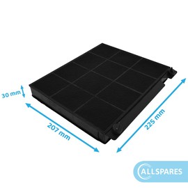 AllSpares Activated Carbon Filter for Cooker Hood Suitable for AEG-Electrolux Juno MCFE01 / 9029800456, Electrolux Elica Type 15, Elica F00333S / CFC0141529 and Whirlpool AMC027/ CHF15-1 (225 x 207 x