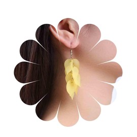 Inilbran Boho Acrylic Flower Drop Earrings Vintage Resin Flower Dangle Earrings Long Flower Floral Tassel Earrings Wedding Bridal Flower Earrings Jewellery for Women and Girls, Zinc, No Gemstone