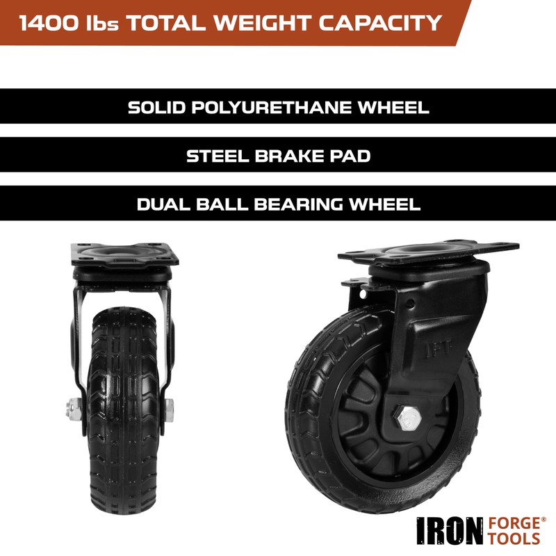 Heavy Duty Swivel Knobby Casters Set of 4, 6" Height,
